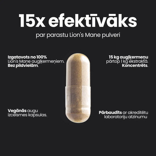 Lion's Mane ekstrakta salīdzinājums ar sēņu pulveri
